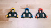 Comparación entre los 3 colores de calas shimano azul amarillo rojo