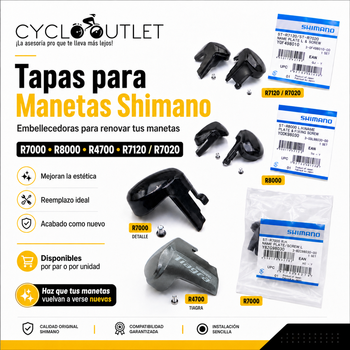 Tapas para manetas shimano tiagra 105 ultegra r7000 r7020 r8000 r4700