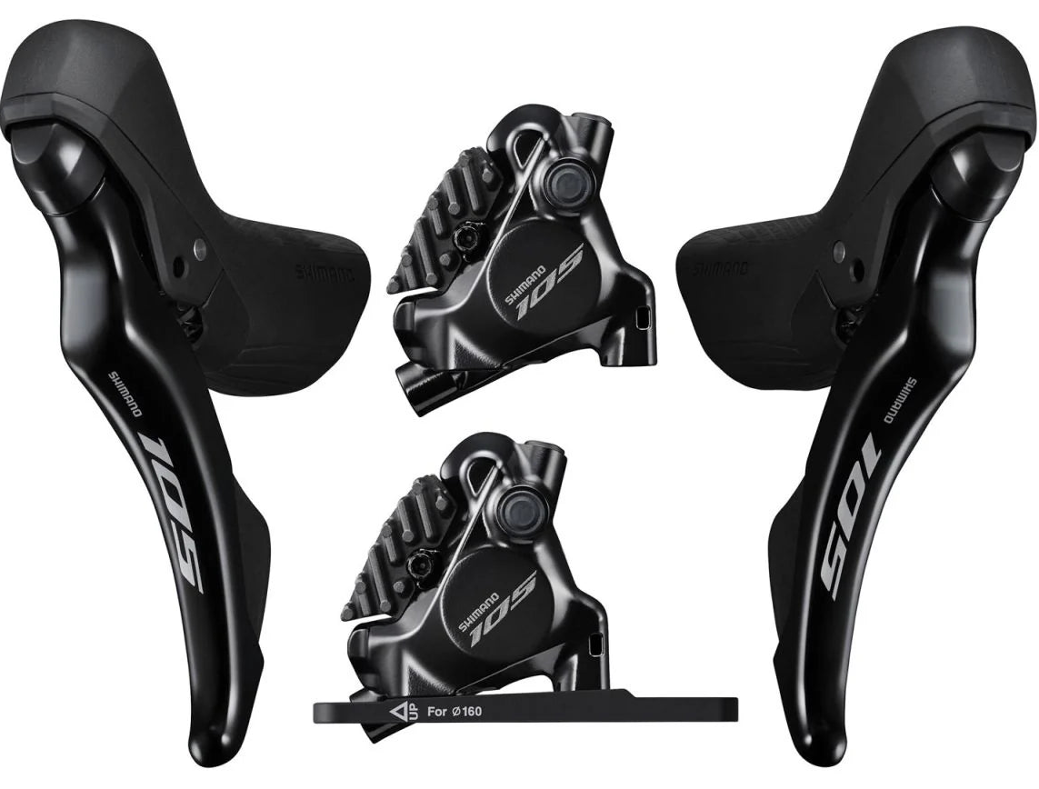 Manetas ergopower marca shimano referencia 105 r7120 mecánicas hidráulicas con mordazas de 12 velocidades