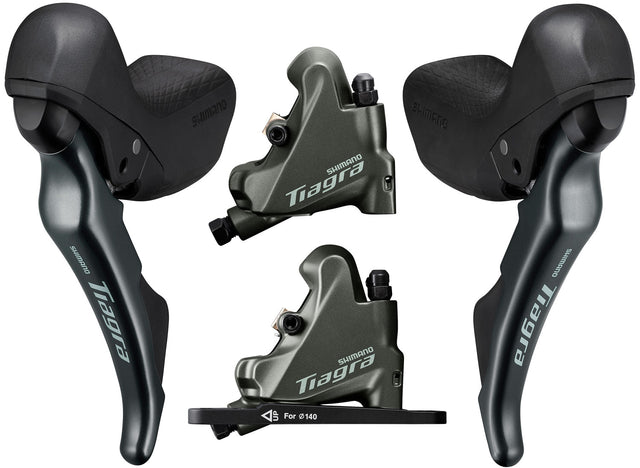 Manetas ergopower shimano tiagra de 10 velocidades disco hidraulico referencia 4720 con mordazas