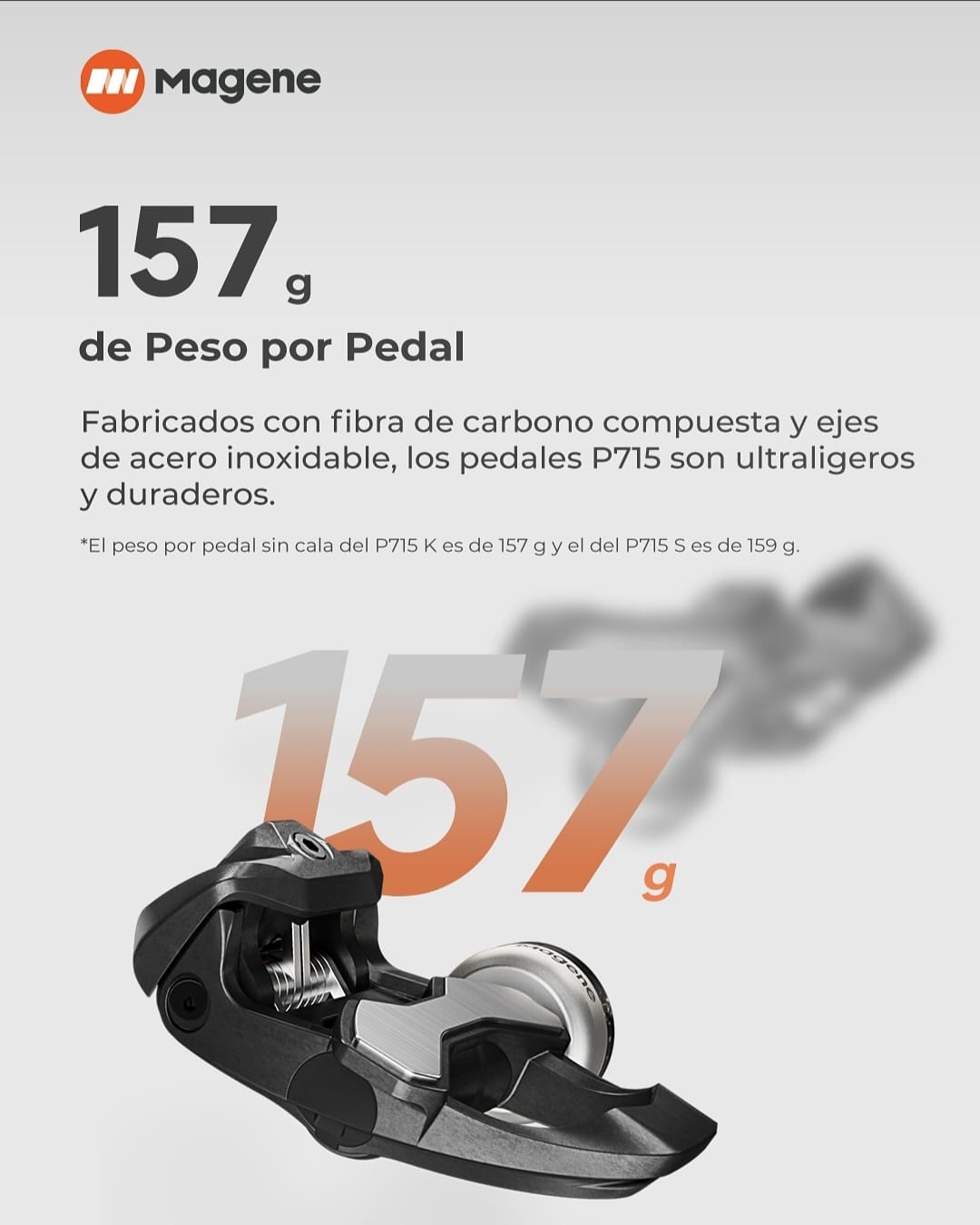 Peso de los pedales con potenciómetro magene 157gr por pedal