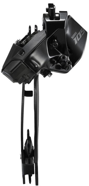 vista frontal Descarrilador trasero marca Shimano referencia 105 R7150 para grupos R7170 electrónico de 12 velocidades